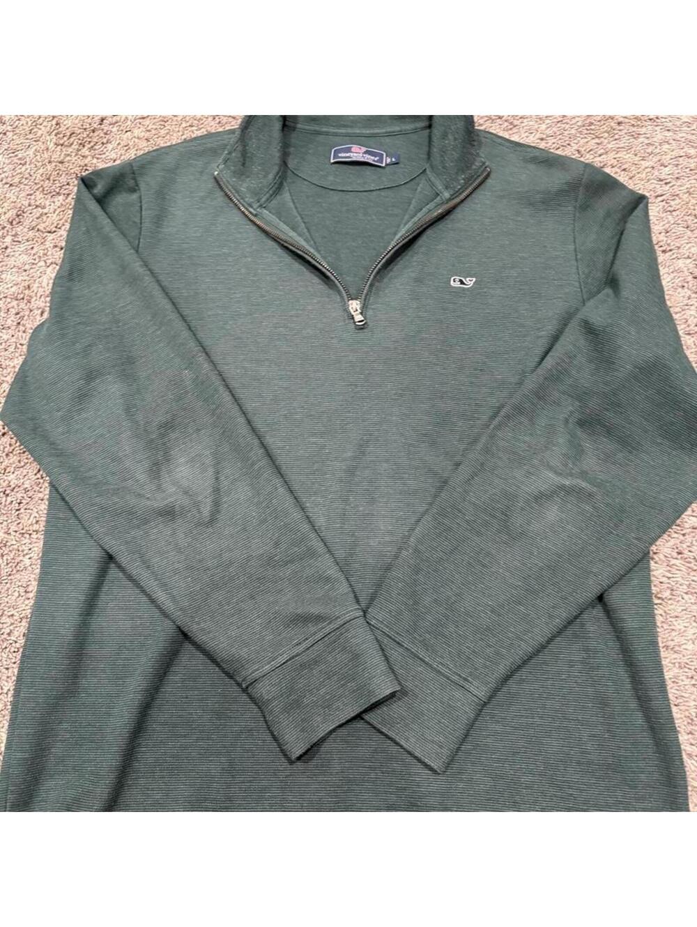 Vineyard Vines Men's Green Quarter Zip Pullover Sweatshirt,